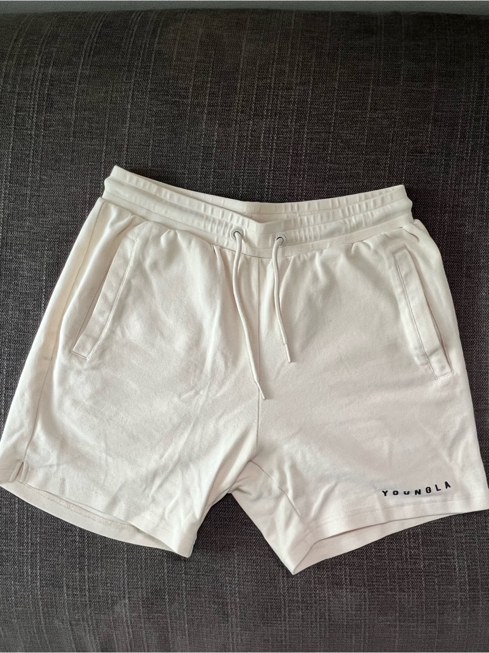 YoungLA Cream Men's Athletic Drawstring Knit Shorts